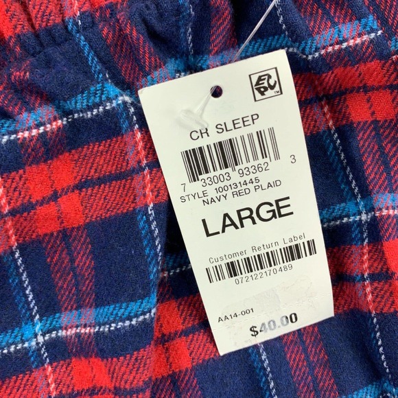 Club Room Mens Flannel Print Drawstring Pajama Pants Red Navy L - Picture 2 of 4